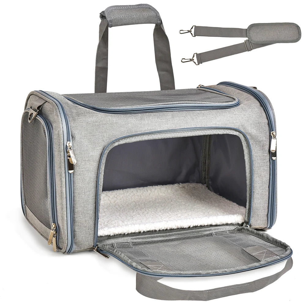 Airline-Approved Dog & Cat Carrier Backpack – Soft-Sided, Waterproof Travel Bag with Fleece Bed for Small Pets