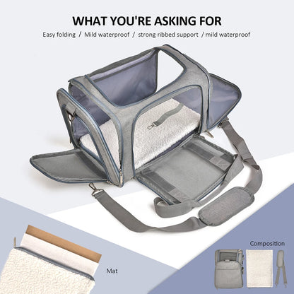 Airline-Approved Dog & Cat Carrier Backpack – Soft-Sided, Waterproof Travel Bag with Fleece Bed for Small Pets