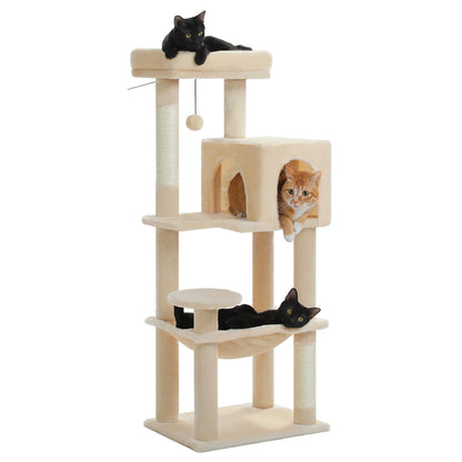 Cat tree with multiple cats on different levels