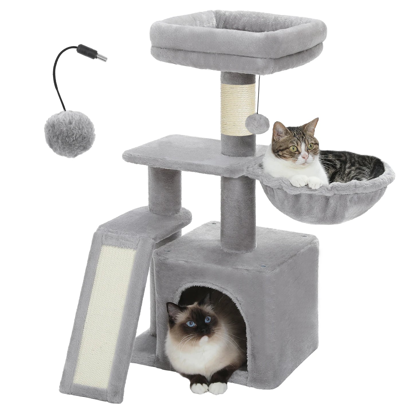 Premium Cat Activity Tree 2-in-1 - Convertible Tower with Hammock & Removable Perch