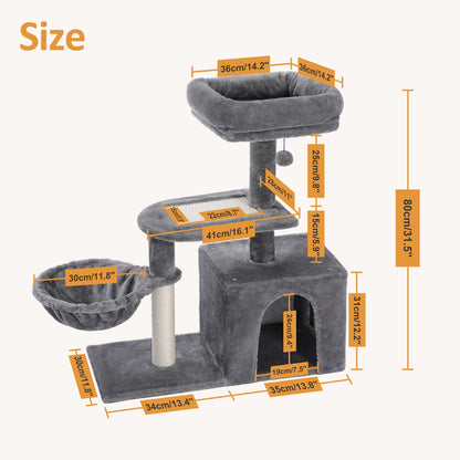 Premium Cat Activity Tree 2-in-1 - Convertible Tower with Hammock & Removable Perch