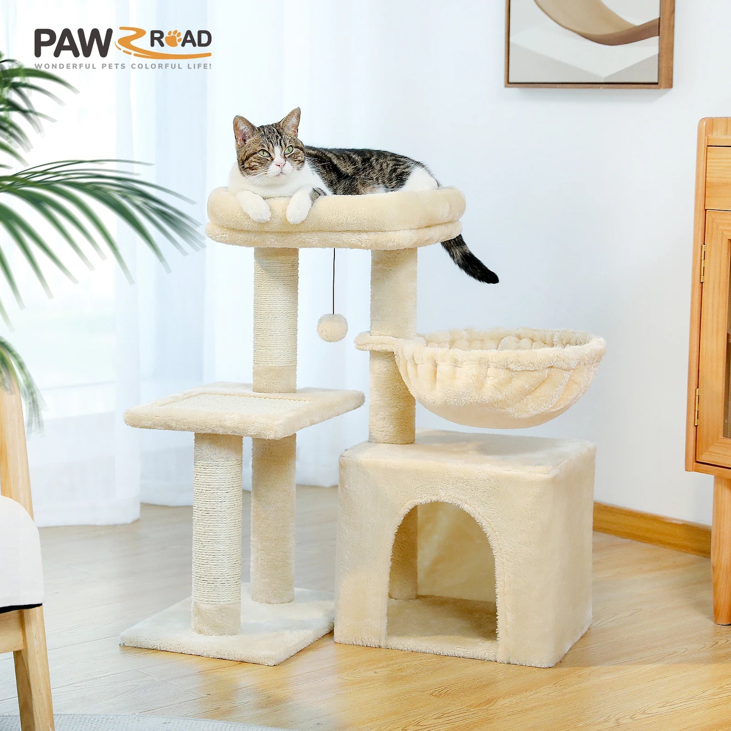 Premium Cat Activity Tree 2-in-1 - Convertible Tower with Hammock & Removable Perch
