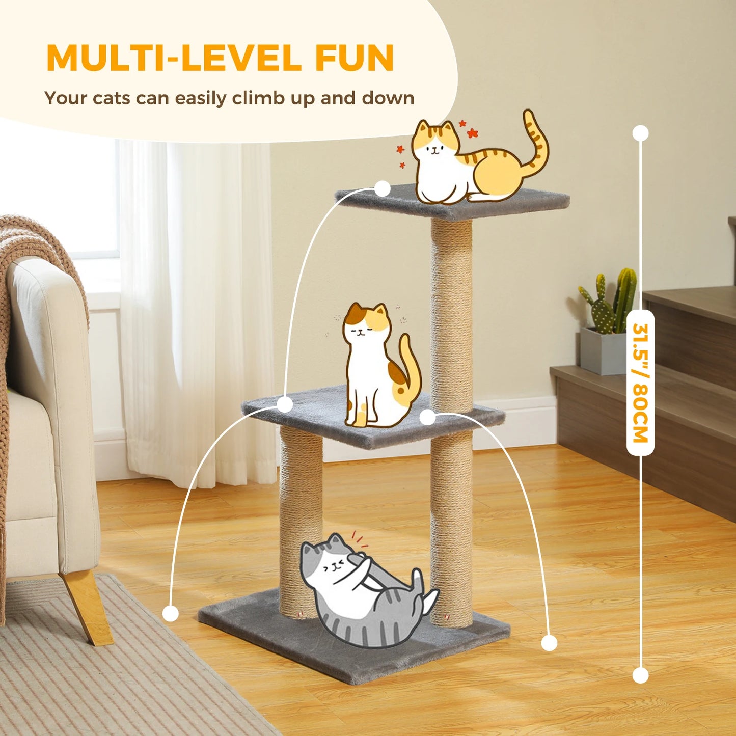 Premium Cat Activity Tree 2-in-1 - Convertible Tower with Hammock & Removable Perch