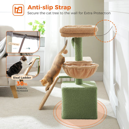 Premium Cat Activity Tree 2-in-1 - Convertible Tower with Hammock & Removable Perch
