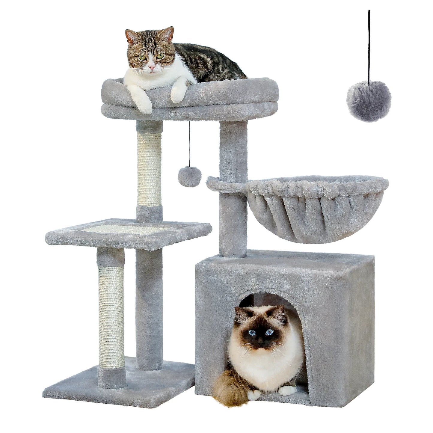 Premium Cat Activity Tree 2-in-1 - Convertible Tower with Hammock & Removable Perch
