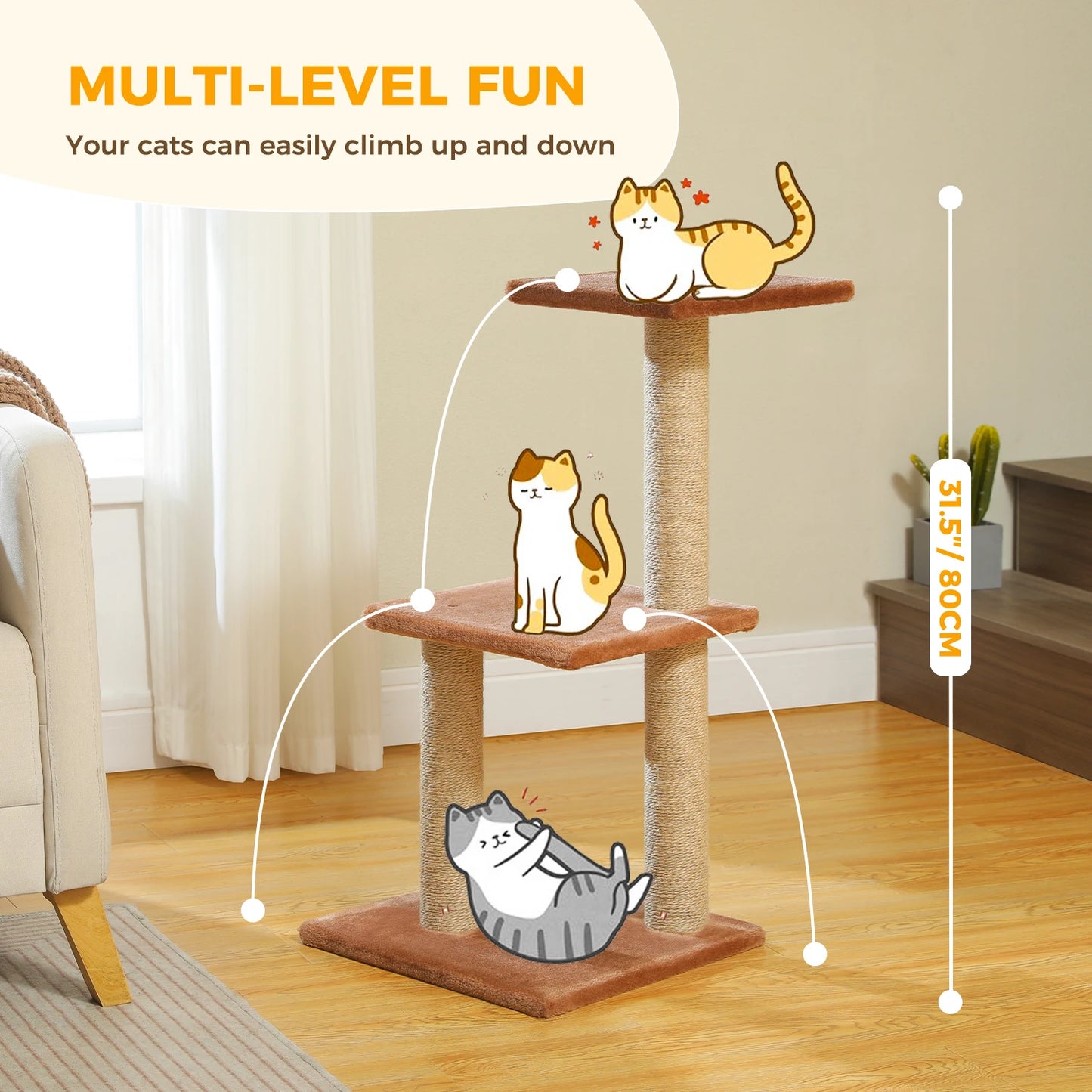 Premium Cat Activity Tree 2-in-1 - Convertible Tower with Hammock & Removable Perch