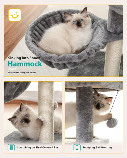 Premium Cat Activity Tree 2-in-1 - Convertible Tower with Hammock & Removable Perch