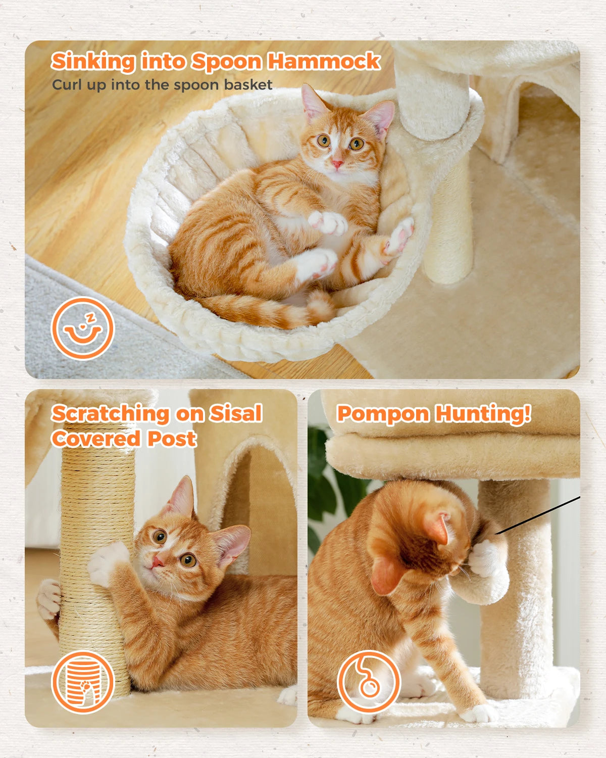 Premium Cat Activity Tree 2-in-1 - Convertible Tower with Hammock & Removable Perch