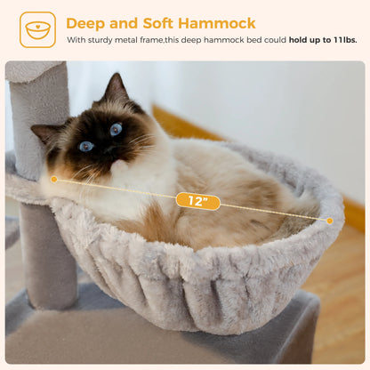 Premium Cat Activity Tree 2-in-1 - Convertible Tower with Hammock & Removable Perch