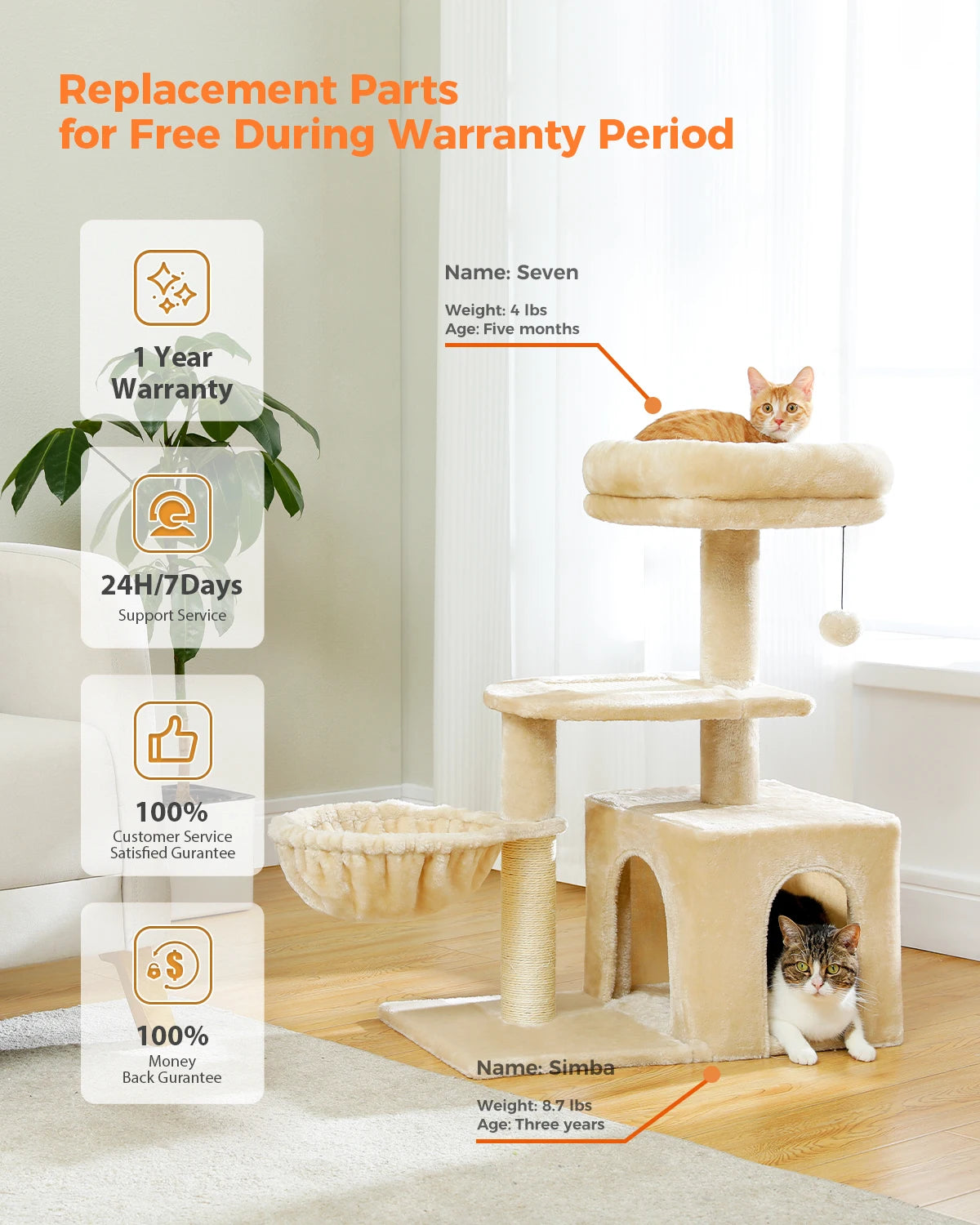 Premium Cat Activity Tree 2-in-1 - Convertible Tower with Hammock & Removable Perch