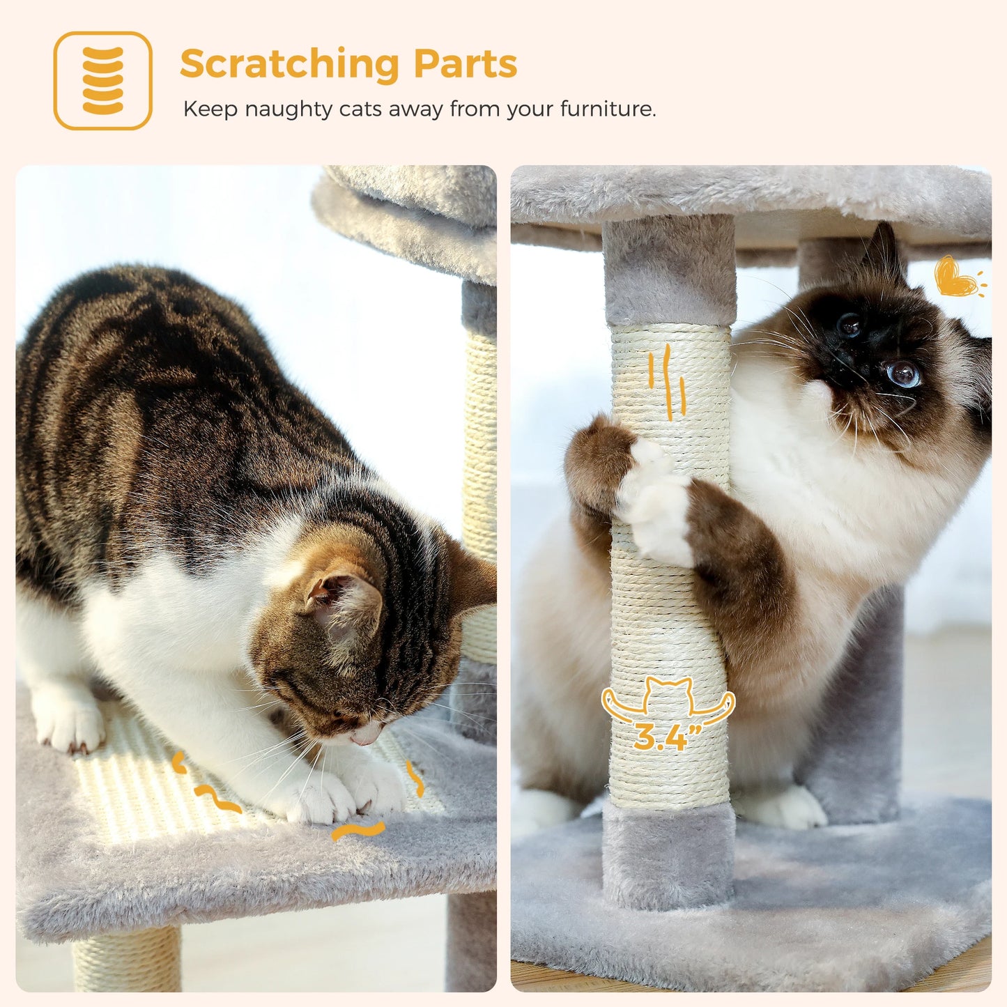 Premium Cat Activity Tree 2-in-1 - Convertible Tower with Hammock & Removable Perch